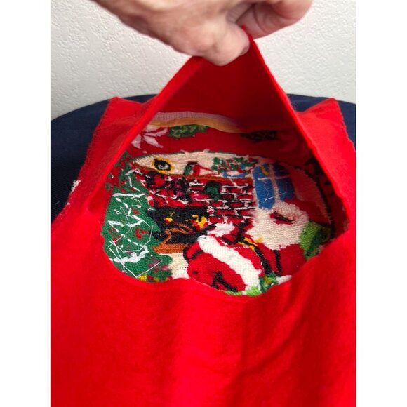 Vintage Santa Needlepoint Christmas Pillow Cover Sham Handmade READ - Picture 13 of 15